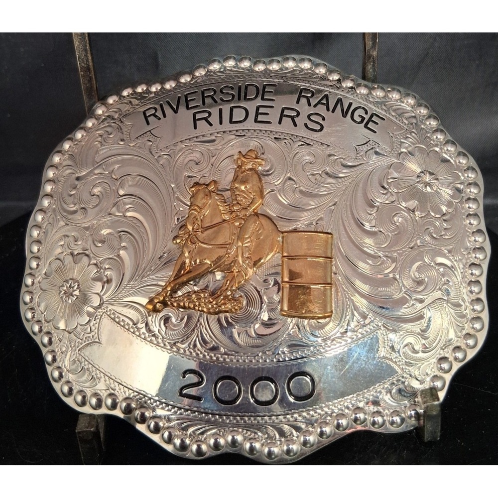Vintage Wager's German Silver Riverside Range Riders 2000 Barrel Racing Buckle
